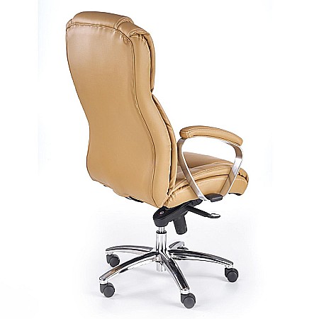 Scaun directorial HM Foster, Piele naturala, Mecanism Multiblock, Roti pivotante, Inaltime ajustabila, 120 kg, 125x68x54 cm, Bej [1]