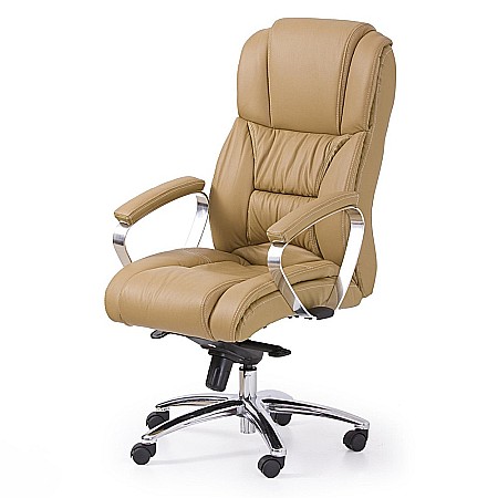 Scaun directorial HM Foster, Piele naturala, Mecanism Multiblock, Roti pivotante, Inaltime ajustabila, 120 kg, 125x68x54 cm, Bej [2]