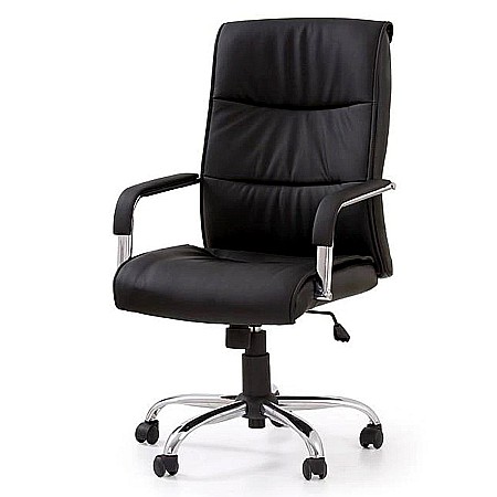Scaun directorial HM Hamilton, Piele ecologica, Inaltime ajustabila, Mecanism balansare, 150 kg, 111x60x51 cm, Negru [1]
