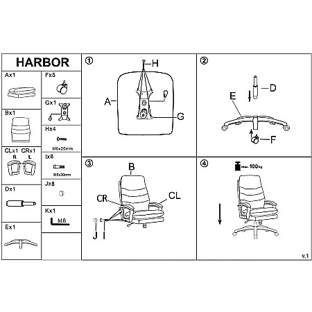 Scaun directorial HM Harbor, piele ecologica, inaltime reglabila, mecanism de balansare, perne duble, 120 kg, negru [3]