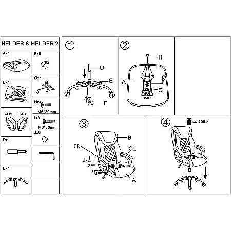 Scaun directorial HM Helder 2, stofa, cadru metalic cromat, mecanism de balansare, 100 kg, gri [4]