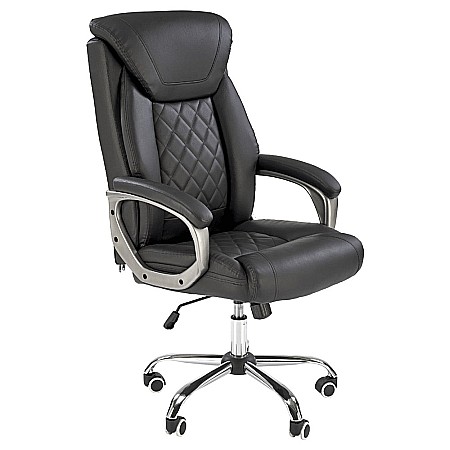 Scaune birou - Scaun directorial HM Helder, piele ecologica, robust, inaltime reglabila, mecanism de balansare, 100 kg, negru