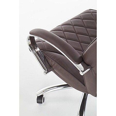 Scaun directorial HM Hilton, ergonomic, cadru cromat, mecanism de balans, robust, piele ecologica, 120 kg, maro [1]