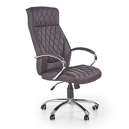 Scaune directoriale - Scaun directorial HM Hilton, ergonomic, cadru cromat, mecanism de balans, robust, piele ecologica, 120 kg, maro