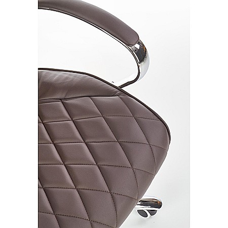 Scaun directorial HM Hilton, ergonomic, cadru cromat, mecanism de balans, robust, piele ecologica, 120 kg, maro [2]