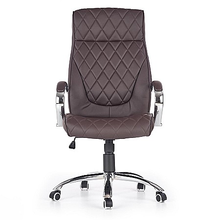 Scaun directorial HM Hilton, ergonomic, cadru cromat, mecanism de balans, robust, piele ecologica, 120 kg, maro [3]