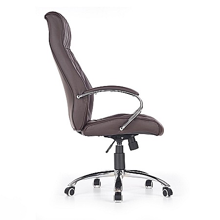 Scaun directorial HM Hilton, ergonomic, cadru cromat, mecanism de balans, robust, piele ecologica, 120 kg, maro [4]