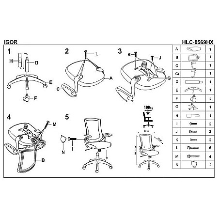 Scaun directorial HM Igor, Ergonomic, Cadru Polipropilena, Tapiterie Mesh, Inaltime ajustabila, 100 kg, 114x66x63 cm, Alb/Gri [4]