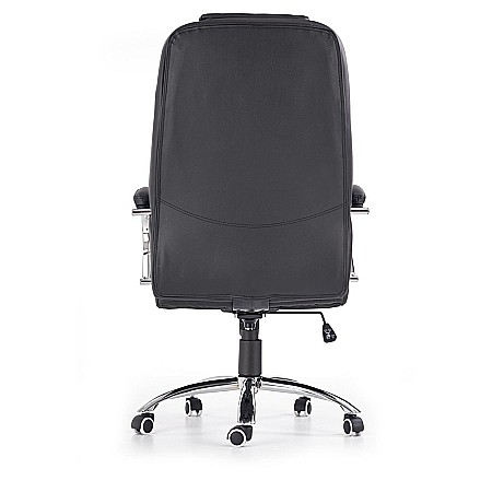 Scaun directorial HM King, ergonomic, piele ecologica, robust, mecanism de balans, cadru metalic cromat, inaltime reglabila, 120 kg, negru [5]