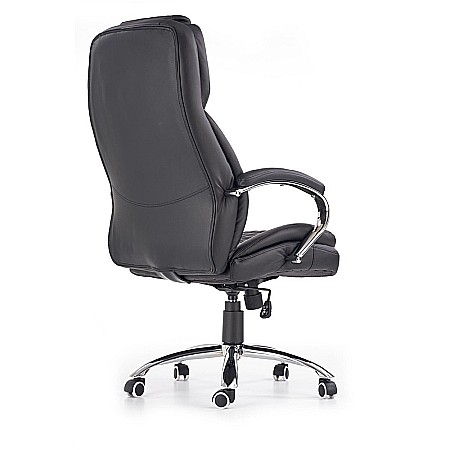 Scaun directorial HM King, ergonomic, piele ecologica, robust, mecanism de balans, cadru metalic cromat, inaltime reglabila, 120 kg, negru [4]