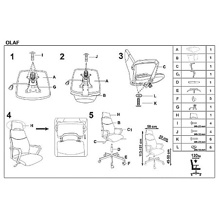 Scaun directorial HM Olaf, Ergonomic, Cadru de Otel, Stofa, Inaltime ajustabila, Mecanism balansare, Cu tetiera, 120 kg, 121x58x59 cm, Gri [4]