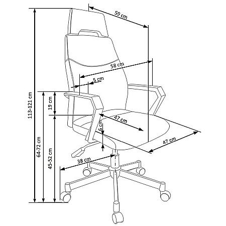Scaun directorial HM Olaf, Ergonomic, Cadru de Otel, Stofa, Inaltime ajustabila, Mecanism balansare, Cu tetiera, 120 kg, 121x58x59 cm, Gri [3]