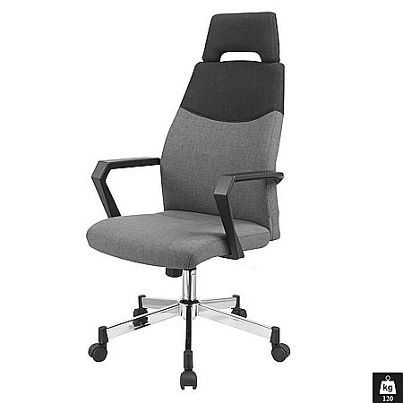 Scaun directorial HM Olaf, Ergonomic, Cadru de Otel, Stofa, Inaltime ajustabila, Mecanism balansare, Cu tetiera, 120 kg, 121x58x59 cm, Gri [1]