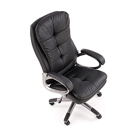 Scaun directorial Hm Preston, Robust, Piele ecologica, Inaltime reglabila, Mecanism balans, 100 Kg, Negru [2]