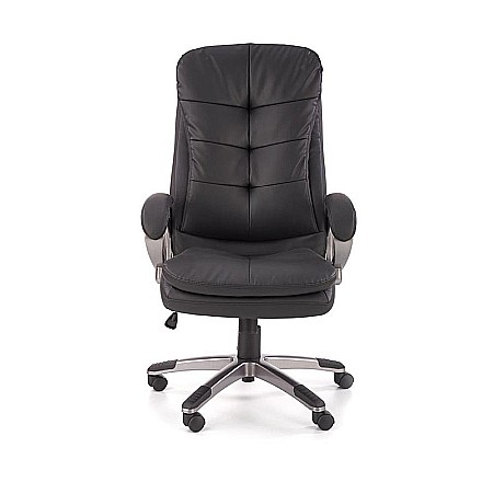 Scaun directorial Hm Preston, Robust, Piele ecologica, Inaltime reglabila, Mecanism balans, 100 Kg, Negru [3]