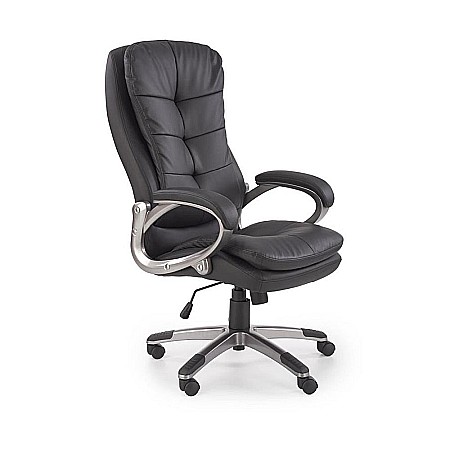 Scaun directorial Hm Preston, Robust, Piele ecologica, Inaltime reglabila, Mecanism balans, 100 Kg, Negru