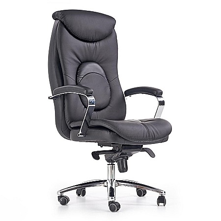 Scaune directoriale - Scaun directorial HM Quad, piele ecologica, inaltime ajustabila, mecanism Multiblock, suport lombar, rotire 360 ˚, 150 kg, Negru