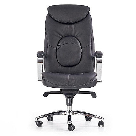 Scaun directorial HM Quad, piele ecologica, inaltime ajustabila, mecanism Multiblock, suport lombar, rotire 360 ˚, 150 kg, Negru [2]