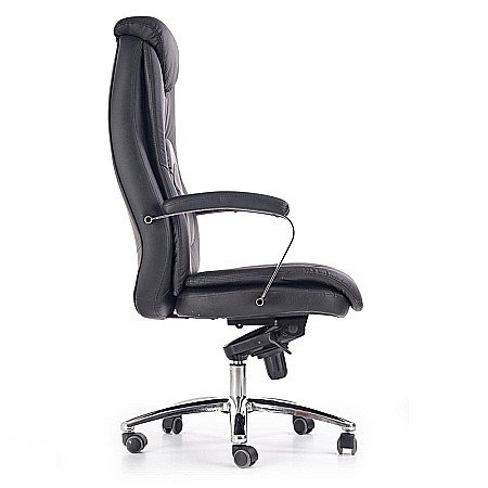 Scaun directorial HM Quad, piele ecologica, inaltime ajustabila, mecanism Multiblock, suport lombar, rotire 360 ˚, 150 kg, Negru [3]