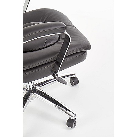 Scaun directorial HM Quad, piele ecologica, inaltime ajustabila, mecanism Multiblock, suport lombar, rotire 360 ˚, 150 kg, Negru [7]