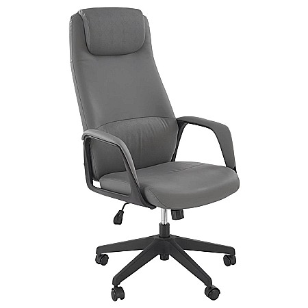 Scaune birou - Scaun directorial HM Razor, piele ecologica, mecanism multiblock, tetiera integrata,120 kg, gri