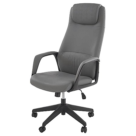 Scaun directorial HM Razor, piele ecologica, mecanism multiblock, tetiera integrata,120 kg, gri [1]