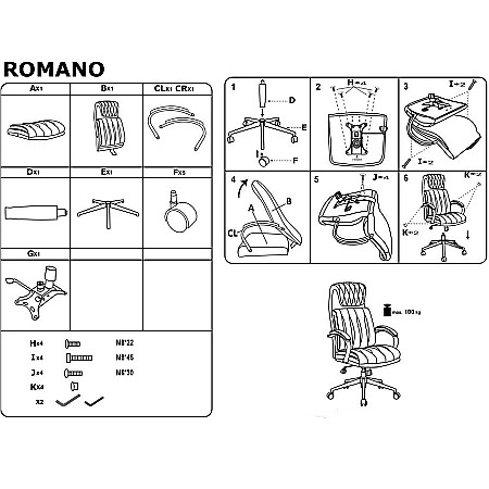 Scaun directorial HM Romano, piele ecologica, mecanism de balansare, negru [13]