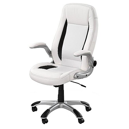 Scaun directorial HM Saturn, Cadru Polipropilena, Piele ecologica perforata, Inaltime ajustabila, Manere reglabile, Mecanism balansare, 120 Kg, Alb [1]