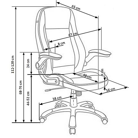 Scaun directorial HM SATURN, Cadru Polipropilena, Piele ecologica, Cotiere ajustabile, Mecanism de balansare, 120 Kg, Negru [4]