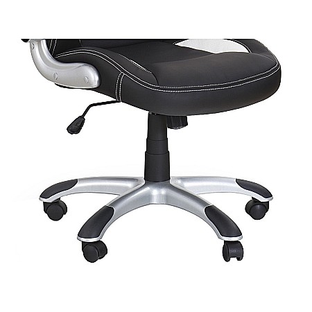 Scaun directorial HM SATURN, Cadru Polipropilena, Piele ecologica, Cotiere ajustabile, Mecanism de balansare, 120 Kg, Negru [3]