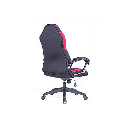 Scaun directorial HM Sheriff, gaming, tapiterie stofa, inaltime ajustabila, mecanism de balans, cotiere incluse, 100 kg, negru/ rosu [2]
