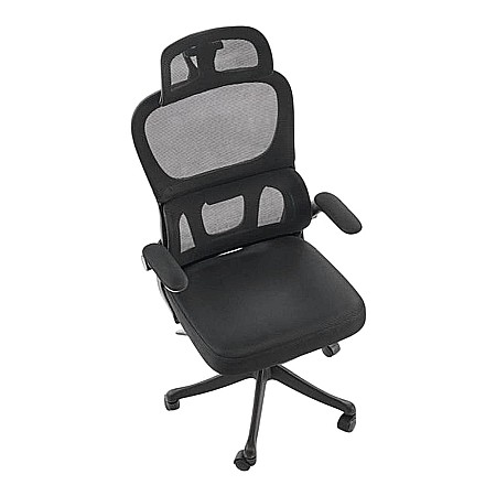 Scaun directorial HM Soren, mesh, mecanism balans, cotiere ajustabile, suport lombar, 100 kg, negru [6]