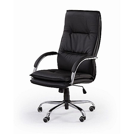 Scaun directorial HM Stanley, Ergonomic, Cadru Polipropilena, Piele ecologica, Suport lombar, Mecanism balansare, 102kg, 115x59x50 cm, Negru [1]