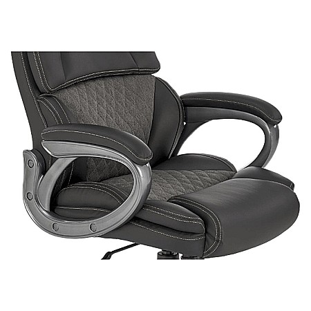 Scaun directorial HM Steven, piele ecologica/stofa, mecanism de balansare, negru [3]
