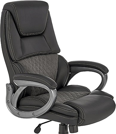 Scaun directorial HM Steven, piele ecologica/stofa, mecanism de balansare, negru [2]