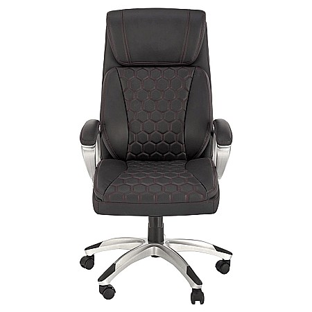 Scaun directorial HM Thomas, piele ecologica, mecanism de balansare, cadru polipropilena, 100 kg, negru [2]