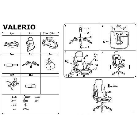 Scaun directorial HM Valerio, stofa si piele ecologica, sarcina maxima 100 kg, negru/gri [4]