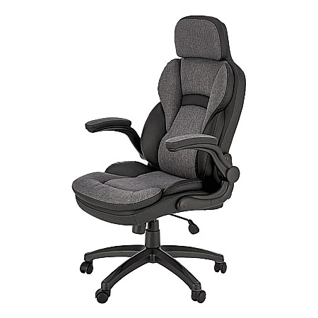 Scaun directorial HM Valerio, stofa si piele ecologica, sarcina maxima 100 kg, negru/gri [1]