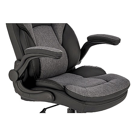 Scaun directorial HM Valerio, stofa si piele ecologica, sarcina maxima 100 kg, negru/gri [2]