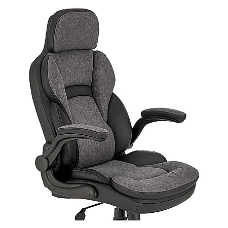 Scaun directorial HM Valerio, stofa si piele ecologica, sarcina maxima 100 kg, negru/gri [3]