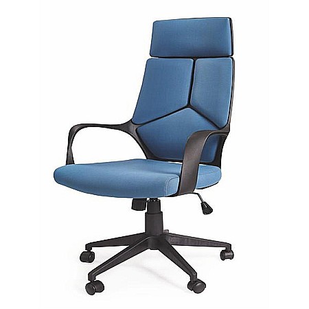 Scaun directorial HM Voyager, Ergonomic, Cadru Polipropilena, Stofa, Tetiera inclusa, Inaltime ajustabila, Mecanism de balans, 100 Kg, Albastru [2]