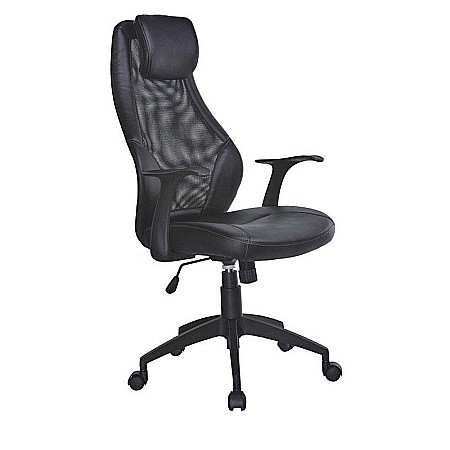 Scaun directorial mesh HM Torino, Ergonomic, Cadru Polipropilena, Piele ecologica, Inaltime reglabila, 110 kg, 124x64x52cm, Negru [5]