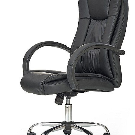 Scaun directorial MH Rudy, Ergonomic, Mecanism balans, Piele ecologica, Confort sporit, Inaltime reglabila, 110 Kg, Negru [2]