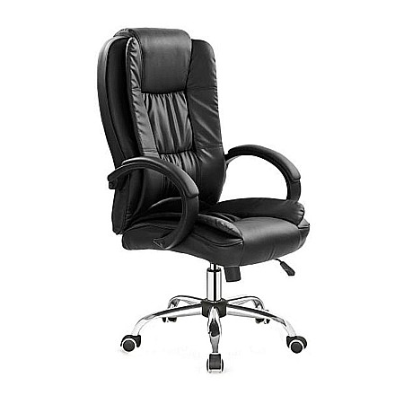 Scaune directoriale - Scaun directorial MH Rudy, Ergonomic, Mecanism balans, Piele ecologica, Confort sporit, Inaltime reglabila, 110 Kg, Negru