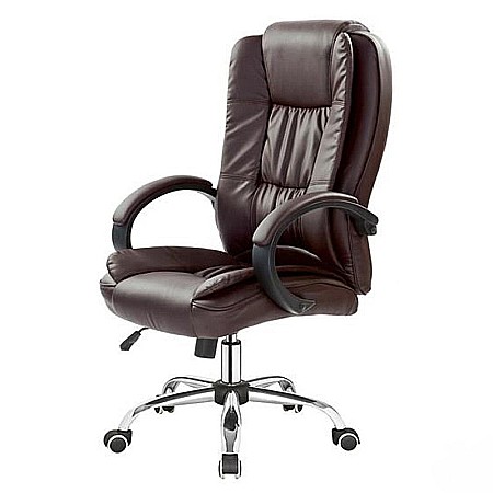 Scaun directorial MH Rudy, Ergonomic, Mecanism balans, Piele ecologica, Confort sporit, Inaltime reglabila, 110 Kg, Maro [1]