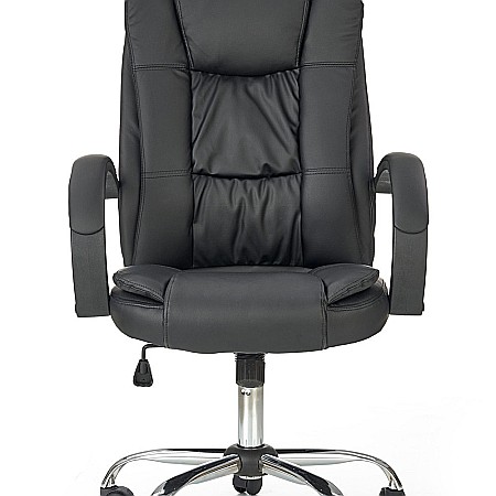 Scaun directorial MH Rudy, Ergonomic, Mecanism balans, Piele ecologica, Confort sporit, Inaltime reglabila, 110 Kg, Negru [3]