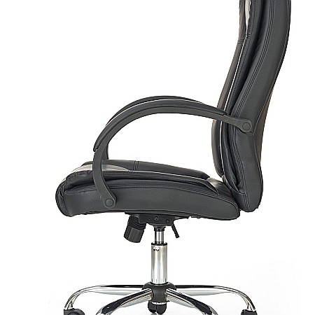 Scaun directorial MH Rudy, Ergonomic, Mecanism balans, Piele ecologica, Confort sporit, Inaltime reglabila, 110 Kg, Negru [5]