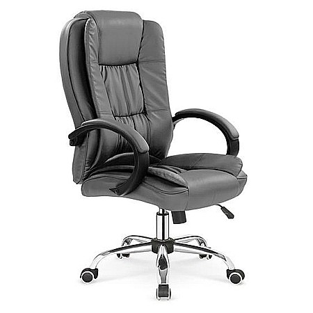 Scaune ergonomice - Scaun directorial MH Rudy, Ergonomic, Mecanism balans, Piele ecologica, Rotire 360 ˚, Inaltime reglabila, 110 Kg, gri