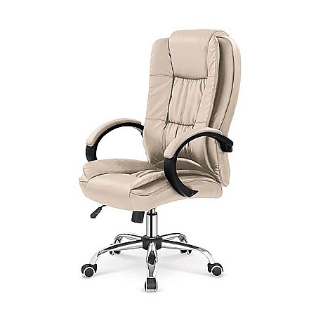 Scaun directorial MH Rudy, Ergonomic, Mecanism balans, Piele ecologica, Rotire 360 ˚, Inaltime reglabila, 110 Kg, Bej [1]