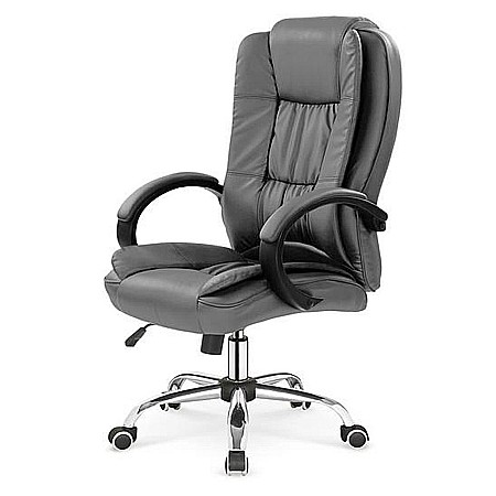 Scaun directorial MH Rudy, Ergonomic, Mecanism balans, Piele ecologica, Rotire 360 ˚, Inaltime reglabila, 110 Kg, gri [1]